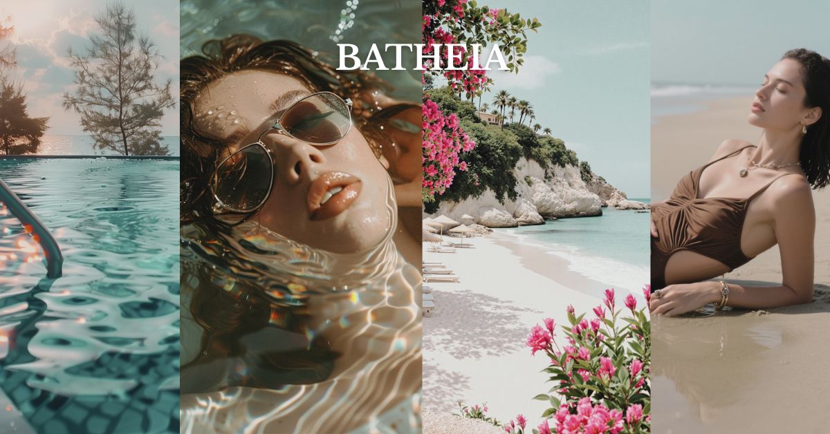 BATHEIA luxury skincare hero – 2% Salicylic Acid Body Wash and Mineral Bath Soaks with Niacinamide, inspired by ocean elegance and dermatologist-tested formulas.