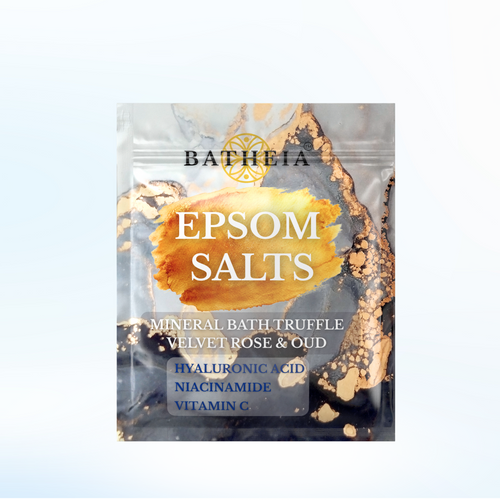 BATHEIA Epsom Bath Truffle with Hyaluronic Acid, Niacinamide & Vitamin C – Mineral-Rich Bath Soak for Soft Skin, Velvet Rose & Oud Scent