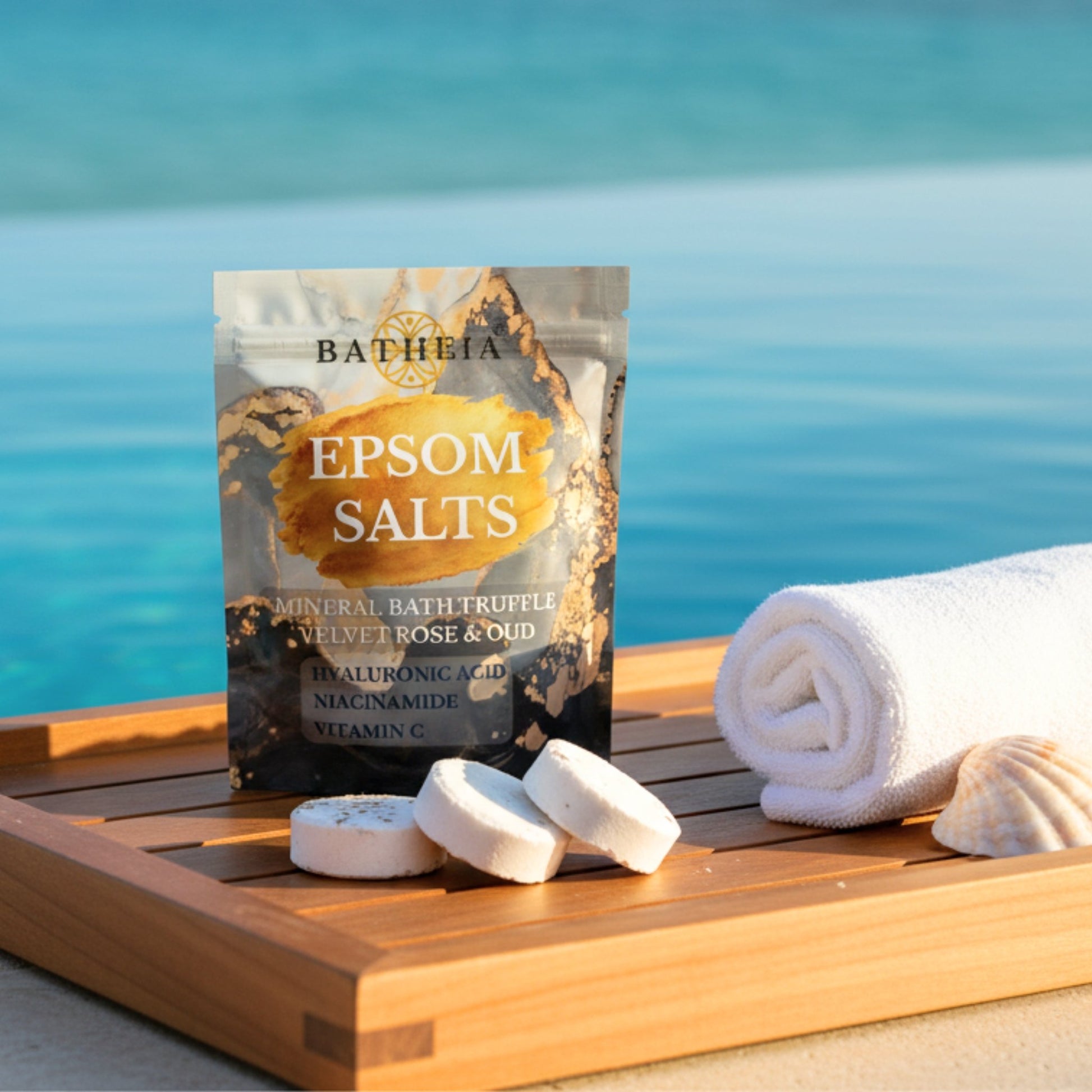 BATHEIA Barrier Support Rose Truffle – Mineral Bath Soak with Epsom Salt, Hyaluronic Acid, Niacinamide & Vitamin C_Ocean
